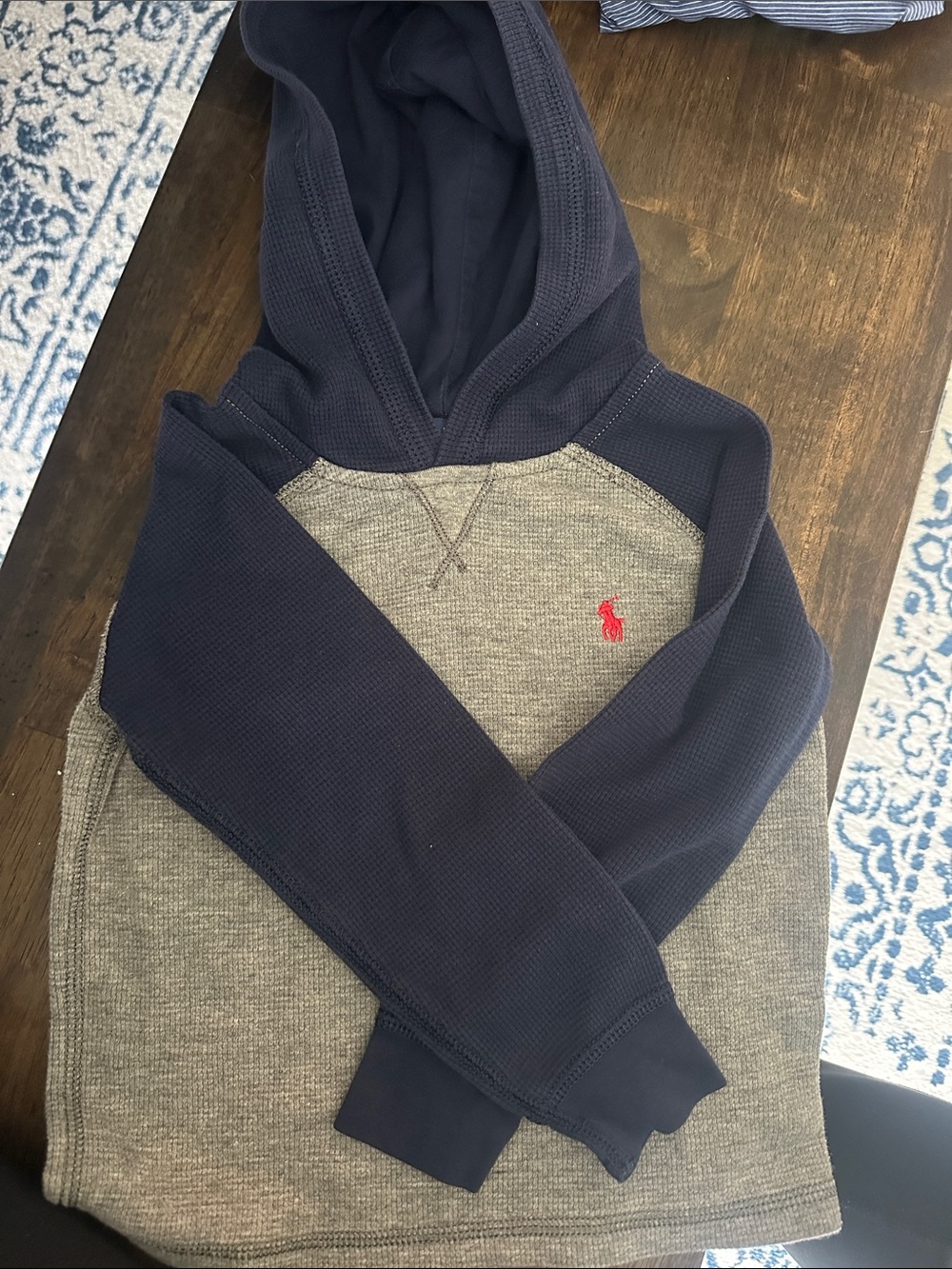 Ralph Lauren Navy & Gray Crewneck Hoodie with Red Pony
